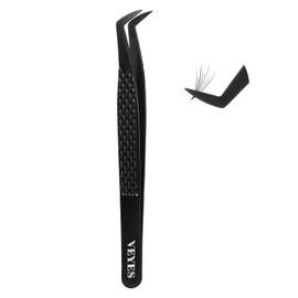 VEYES INC Lash Tweezers for Eyelash Extensions,High Precision Tweezers for Individual Classic and Volume Lash,Stainless Steel Tweezers-90 Degree