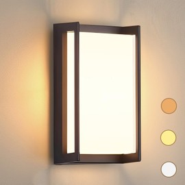 iYogaled Modern Outdoor Light Fixtures, IP65 Waterproof Front Porch Light fixtures, 3-Color Temperature Wall Sconce, 18W Outdoor Wall Lights for House Front Door Garage Walkway Backyard Garden