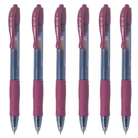 Pilot G2 07 Dark Red Fine Retractable Gel Ink Pen Rollerball 0.7mm Nib Tip 0.39mm Line Width Refillable BL-G2-7 (Pack of 6)