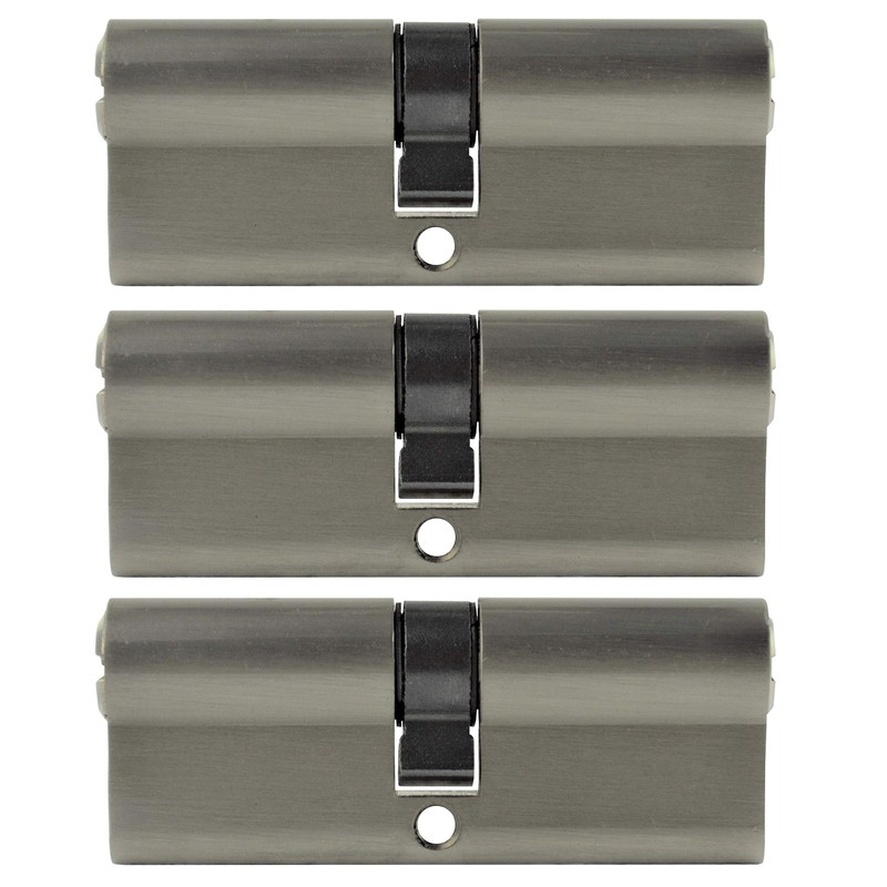 3x Profile Cylinder 80 mm 40/40 Keyed Alike Emergency and