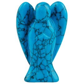 Shanxing 1.5" Blue Howlite Turquoise Crystal Guardian Angel Ornament Gift Good Luck Crystal, Small Pocket Stone Carved Blue Crystal Angel Statue Figurine Crystal Sculpture Gift Cute Room Decor