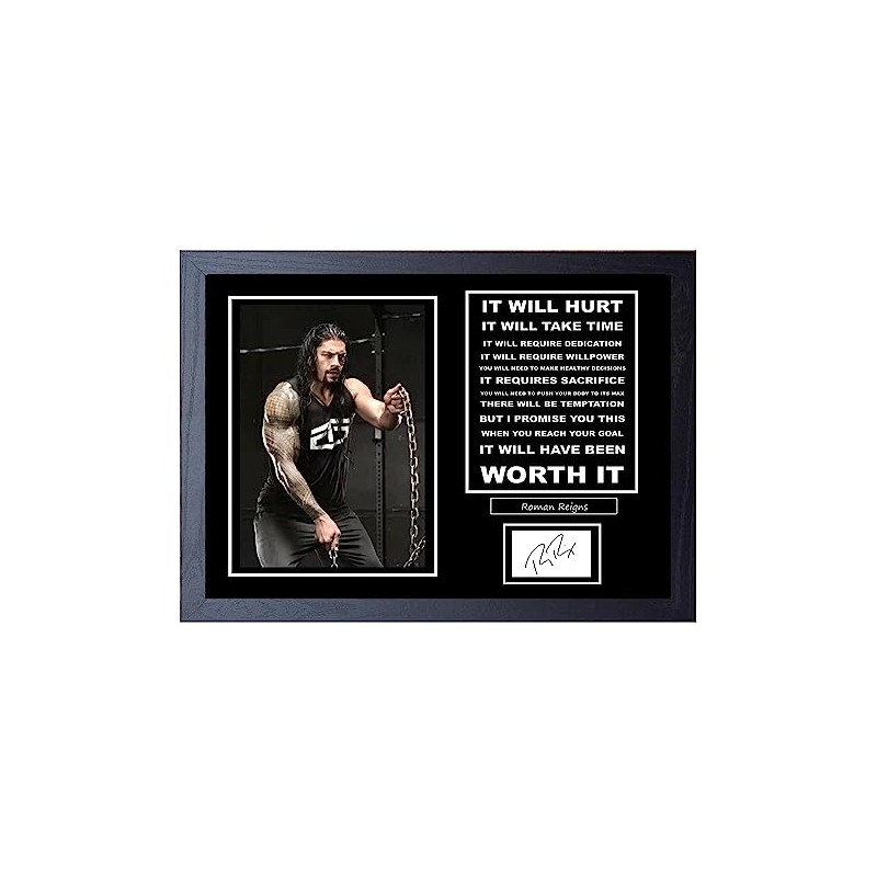 Stunning Quality Roman Reigns Signed/Autographed Print. Wrestling. (A4 Framed 34cm