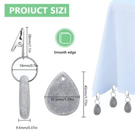 GIGIIS Tablecloth Weights with Clips, 8 Pieces Tablecloth Weights Made of Natural Marble Extra Heavy Weight for Curtain Tablecloths Stones Pendant for Family Party Camping Wedding Garden Picnic
