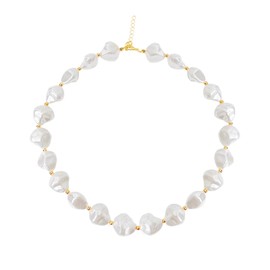 Baroque Pearl Necklace Chunky Pearl Necklace Freshwater Pearl Choker Necklace Dainty White Pearl Beaded Necklace Small Irregular Pearl Necklace Birthday Wedding Jewelry Presents for Women (Irregular)