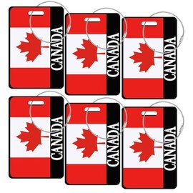 6 PCS Canadian Maple Luggage Tag,Canada Flag Banner Stainless Steel Loop Labels for Suitcase Travel Bag Trunk Backpack