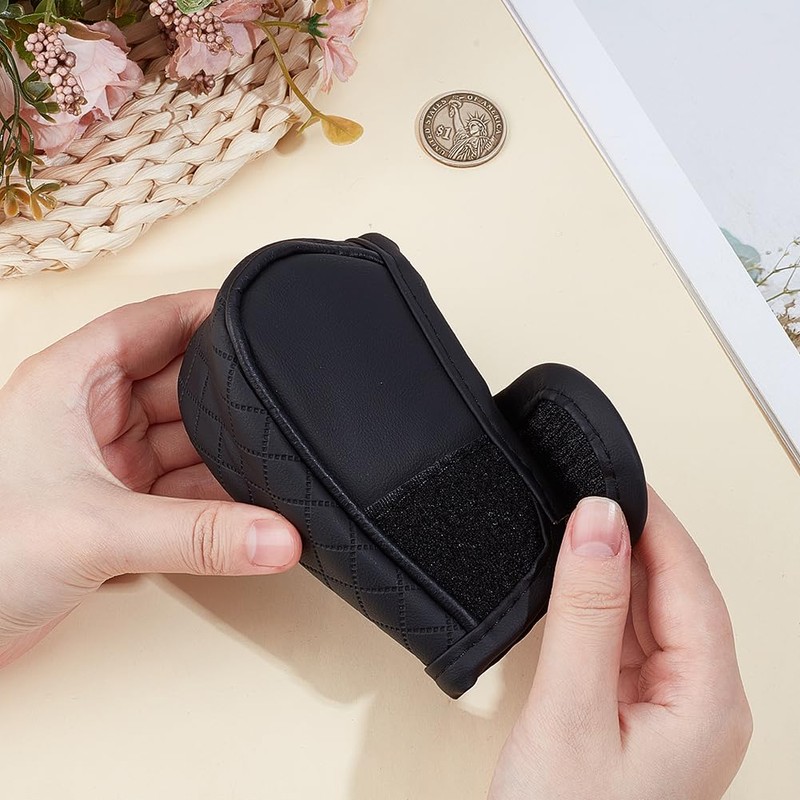 CALFOVERA Black Gear Knob Covers PU Leather Waterproof Non Slip