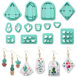 ORIGACH 14 Pcs Terrariums and Cactus Polymer Clay Cutters, Flower House Design Clay Cutters for Polymer Clay Jewelry Earrings with a Clear Storage Box