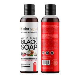 AlataGold AlataGold African Black Soap Liquid Body Wash (Pack of 2) C Moisturizing Black African Soap with Shea Butter, Aloe, Honey & Coconut Oil C Deep Cleansing & Hydrating C 16.9 oz (Berry Scent)