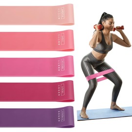 Pack of 5 Resistance Bands Exercise Workout Bands Elastic Workout Bands, Exercise Loop Bands with 5 Resistance Levels for Women Men Home Fitness Strength Training Yoga Pilates (Inc Storage Bag)