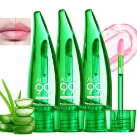 Aloe Vera Lip Gloss, Long-Lasting Nutritious Lip Balm, Moisturising Aloe Vera Lip Oil, Colour-Changing Lipstick Tinted Lip Balm Set, Set of 3