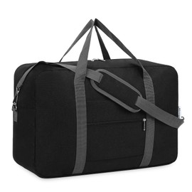 for Easyjet Airlines Cabin Bag 45x36x20 Underseat Foldable Travel Duffel Bag Holdall Tote Carry on Luggage Overnight for Women and Men 30L(Black (with Shoulder Strap))