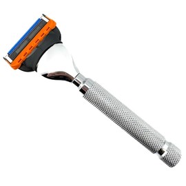 Parker 5-Blade Razor Handle for Fusion Blades – Weighted, Textured Grip for Smooth, Tug-Free Shaving | Luxury Gift-Ready Razor with Fusion Blade Included