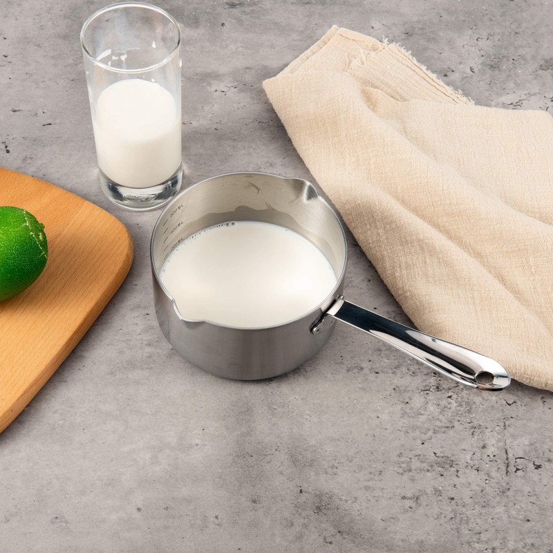 IMEEA Milk Pan, Single Handle, 18-10 Stainless Steel, Induction Compatible,