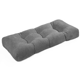 ROFIELTY Bench Cushion 36 x 14 Inch, Soft and Comfortable Tufted Bench Cushion, with Non-Slip Design Window Seat Cushions Indoor (Chenille-Gray, 36x14x4)