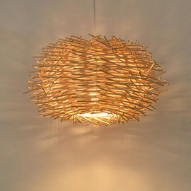 Cbhfmljd Retro Bird Nest Rattan Weaving Pendant Lamp,Pendant Light Art Decor,Woven Bamboo Pendant Lighting Fixtures for Living Room Dining Room Cafe Farmhouse Vintage Rustic Decor 15.7"(40cm)