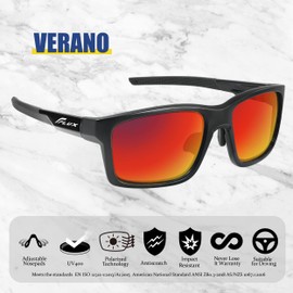 Flux New Verano Polarized Sunglasses for Men and Women UV400,Anti-Slip,Adjustable Nose Pad (Matte Black/Red)
