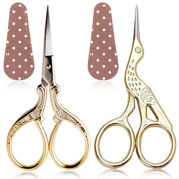 BIHRTC Small Sewing Scissors with Leather Cover Stainless Steel Scissors