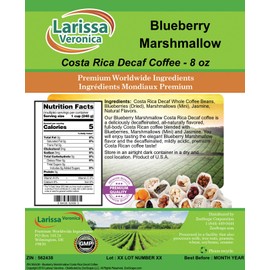 Blueberry Marshmallow Costa Rica Decaf Coffee (Gourmet, Naturally Flavored, Whole Coffee Beans) (8 oz, ZIN: 562438) - 2 Pack