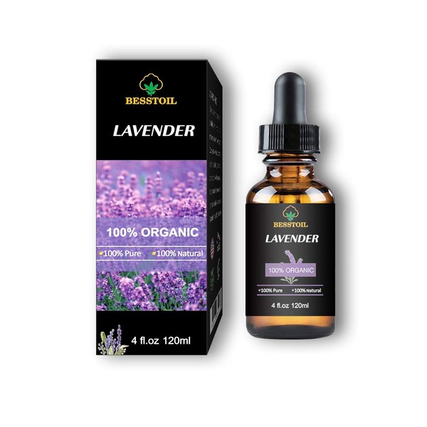 Lavender Essential Oil - 100% Pure, Natural, Non-GMO, for Aromatherapy Diffuser - Premium Glass Dropper (4 oz)