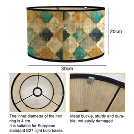 Lampshade, Pendant Lampshades, E27 Vintage Drum Lampshade Made of Bamboo, Ceiling Lampshade, 30 cm Pendant Light Shade for Pendant Light, Floor Lamp, Pendant Lamp, Table Lamp, Ceiling Light, Green