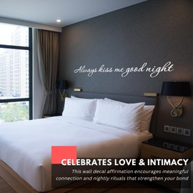 My Vinyl Story - Always Kiss Me Good Night - Inspirational Wall Decal Sticker Quotes Vinyl Art Love Words Sayings Decor Over the Bed room Bathroom Possitive Affirmation, Removable (Black, 48x7 inches)