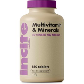 Multivitamin and Minerals | 180 Vegan Tablets | 26 Key Vitamins and Minerals for Women and Men | 6 Months Supply | Multivitamin Supplements 1 a Day Serving | Made in The UK by Incite Nutrition®