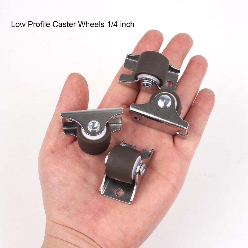 Luxinika Mini Fixed Caster Wheels 1 Inch Low Profile Small