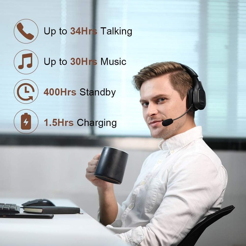 COMEXION Trucker Bluetooth Headset V5.0, Wireless Headset with Noise Canceling&Mute