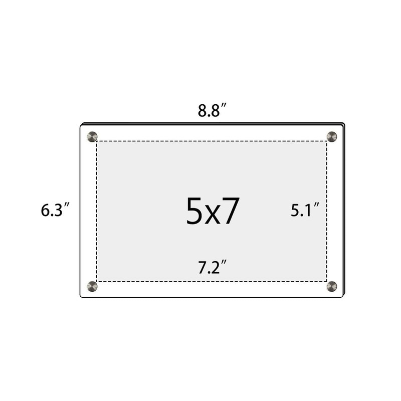 NIUBEE 5x7 Clear Acrylic Desktop Picture Frame, Beveled Frameless Plexiglass