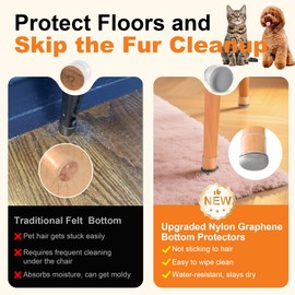 Chair Leg Floor Protectors for Hardwood Floors and Carpet - No More Cat & Dog Hair Tangles! No Scratches & No Noise, Clear Silicone Caps for Wood Tile Floors, 16 Pcs Large Fit 1" ~ 1-1/8" (25~30mm)