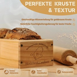 HOLZBROTZAUBER 30 cm Bread Baking Mould Made of Beech Wood - Baking Bread Baking Mould - Integrated Divider - Wooden Baking Mould for Any Bread - Beech Wood Baking Box - Bread Baking Frame for 1.5 kg