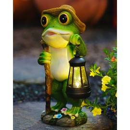twinbling Solar Frog Garden Decor with Lantern Outdoor Statue for Garden Patio and Pathway Solar Frog Figurine for Yard Decoration Lawn Ornament for Women Mom Grandma