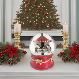 Aobaks Christmas Snow Globe, 120mm Large Christmas Carousel Decoration, Christmas Snow Globe, Santa Snow Globe，Snow Globes Christmas