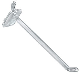 Azar Displays 800006-C Pack of 50 Clear Pegboard Hooks (Also Available in Black & White) - 6” Pegboard Hook Set (2” & 4” Pegboard J Hooks Also Available) - Polycarbonate Plastic Hooks for Retail