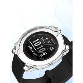 (2 Pack) Case for Garmin Instinct 3 GPS Smartwatch 40MM,Soft Flexible TPU Thin Lightweight Bumper Cover Protector for Garmin Instinct 3,(Transparent Black + Transparent)