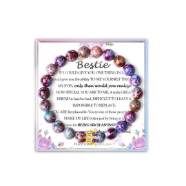 YBISNAIRE Friendship Gifts for Women, Bestie Best Friends Birthday Christmas Graduation Gifts Colorful Imperial Jasper Bracelet Presents for Her Women