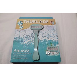 THURLADY 5 BLADES 12 COUNT LADIES RAZORS - NEW  * OCEAN BLUE COLOR*