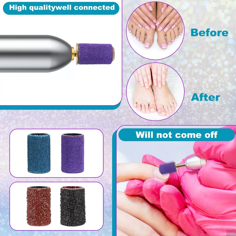 Pack of 200 Nail Cutter Attachments, Sanding Sleeves Nail Cutter,