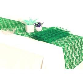 MDS - Juego de 10 caminos de mesa de encaje de 12 x 108 pulgadas para bodas, decoraciones para fiestas de cumpleaños, banquetes, graduaciones, compromisos y corredores para rectángulo, mesa redonda, color verde