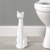 Allure Home Creation White Cat 2-Piece Toilet Brush Holder and