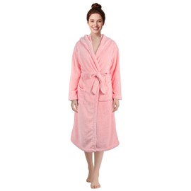 UNIMEIX Hooded Bathrobe for Women, Soft Breathable Robes Super Soft Fluffy Bathrobe with Strap Cozy Premium Long Spa Robe Quick Dry and Warm