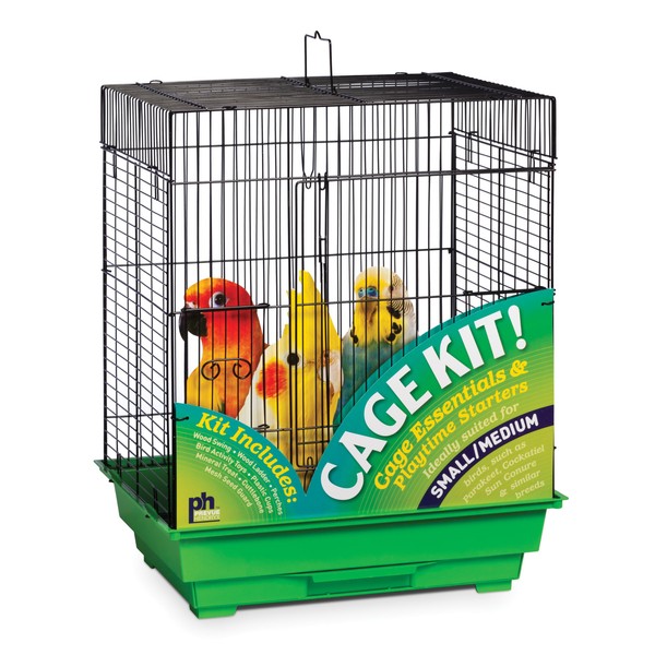 Prevue Hendryx 91321 Square Roof Bird Cage Kit, Black and Green