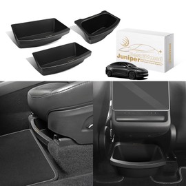 BestEvMod For 2026+ Model Y Juniper Refresh 3PCS Storage Bundle Trash Can Backseat Storage Box Garbage Rear Bin Can Anti-Slip Rear Center Console Organizer *1 + Under Seat Organizer Box*2