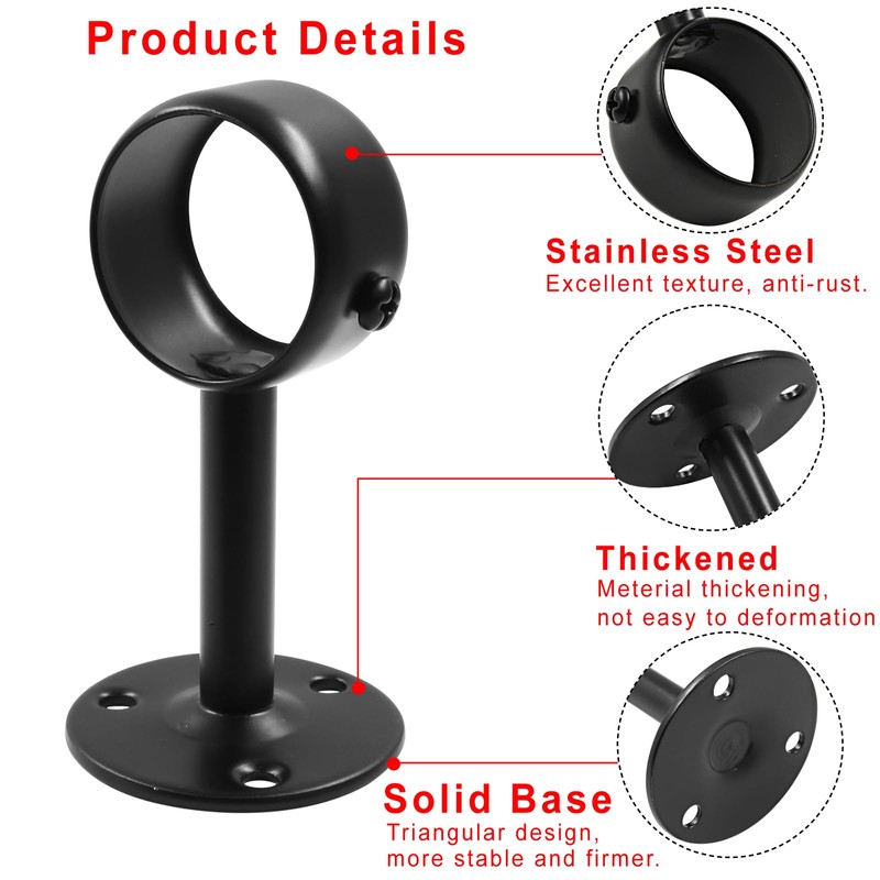 Biaungdo 8 Pcs 1-1/4 Inch Ceiling Curtain Rod Bracket, Heavy