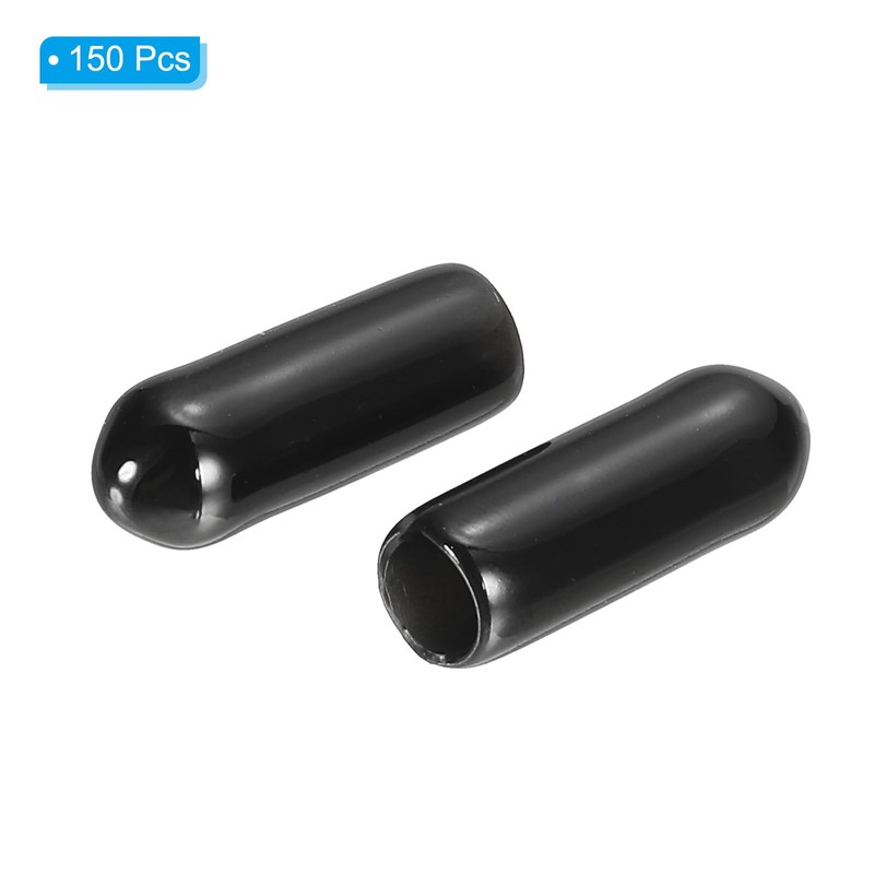 PATIKIL 4MM Vinyl Rubber End Caps, 150 Pack Flexible Bolt