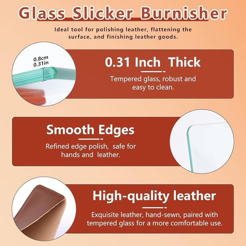 Aswalling 2-Pack Glass Slicker for Leathercraft Burnishing Leather Burnishing Tool