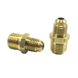 Acugauge® Test Cock Adapters Brass 1/4” Male NPT x 1/4” Flare Backflow Adapter 2 Pack