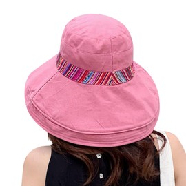 HUAMULAN Women Wide Brim Sun Hats Summer Bohemian Beach Fishing Hat UV Protection for Hiking Garden Travel Lawn Work Chin Strap