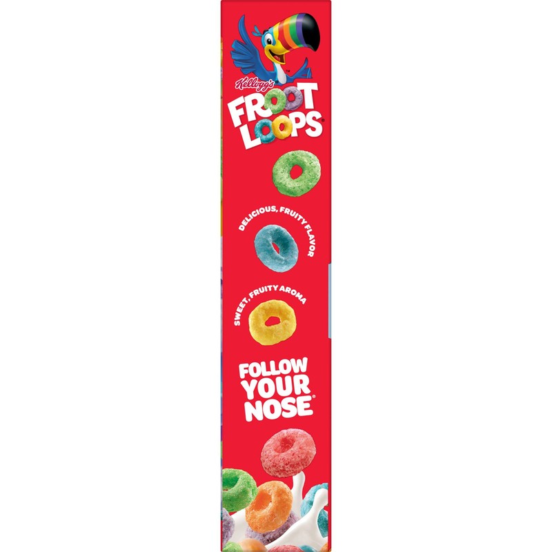 Kellogg's Froot Loops Cold Breakfast Cereal, Fruit Flavored, Breakfast Snacks