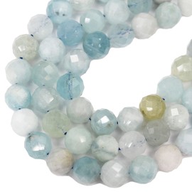 Faceted gemstone beads for Making Jewellery Energy Healing Crystals Jewelry Chakra Crystal Jewerly Beading supplies Aquamarine GradeA Faceted 6mm 7.5inch About31-33Beads